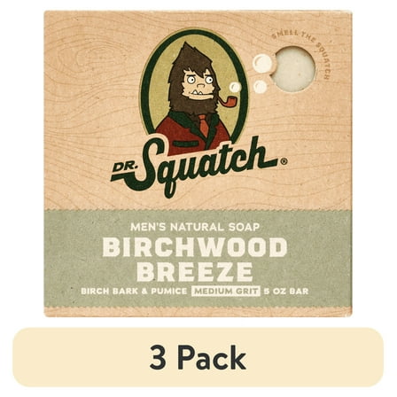 (3 pack) Dr. Squatch Birchwood Breeze Natural Bar Soap for Men, 5 oz