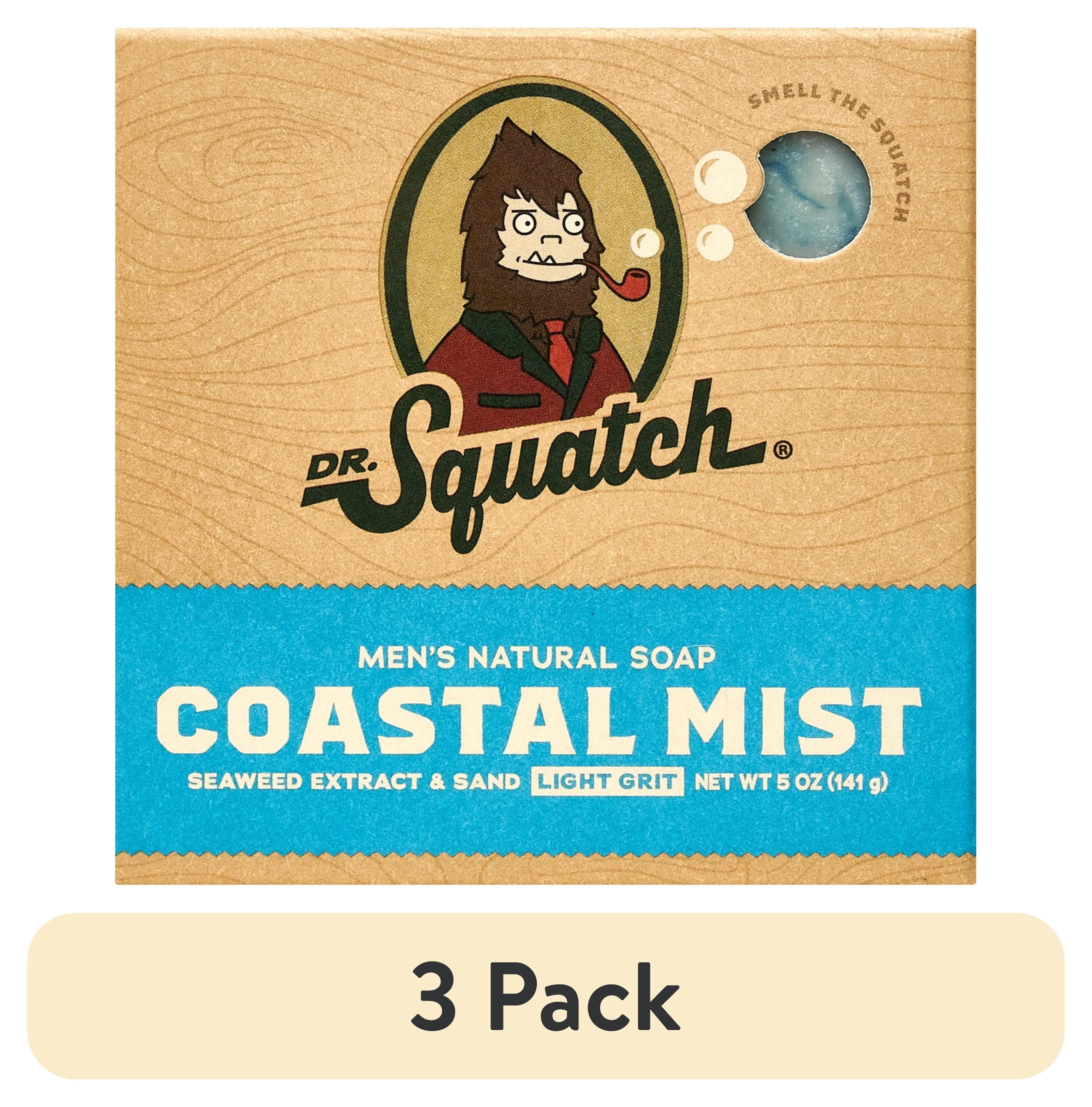 (3 pack) Dr. Squatch Men's Soap, Natural Bar Soap for Men, Coastal Mist, 5 oz