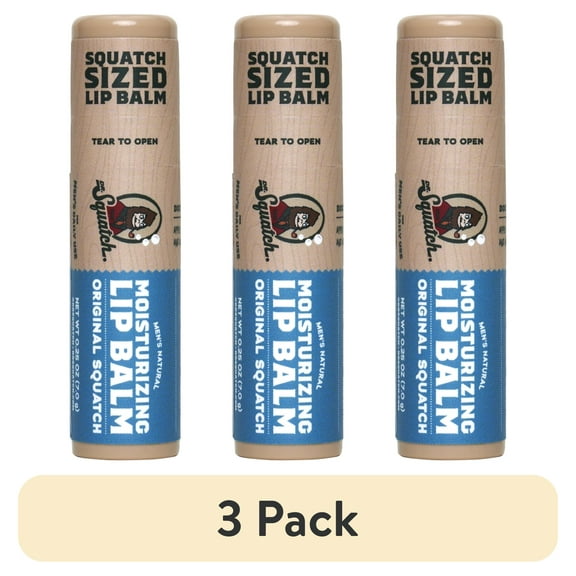 (3 pack) Dr. Squatch Original Mint Natural Lip Balm for Men, 0.25 oz