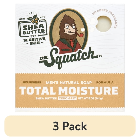 (3 pack) Dr. Squatch Mens Bar Soap Sensitive Skin, Natural Bar Soap for Men, Shea Butter, 5 Oz