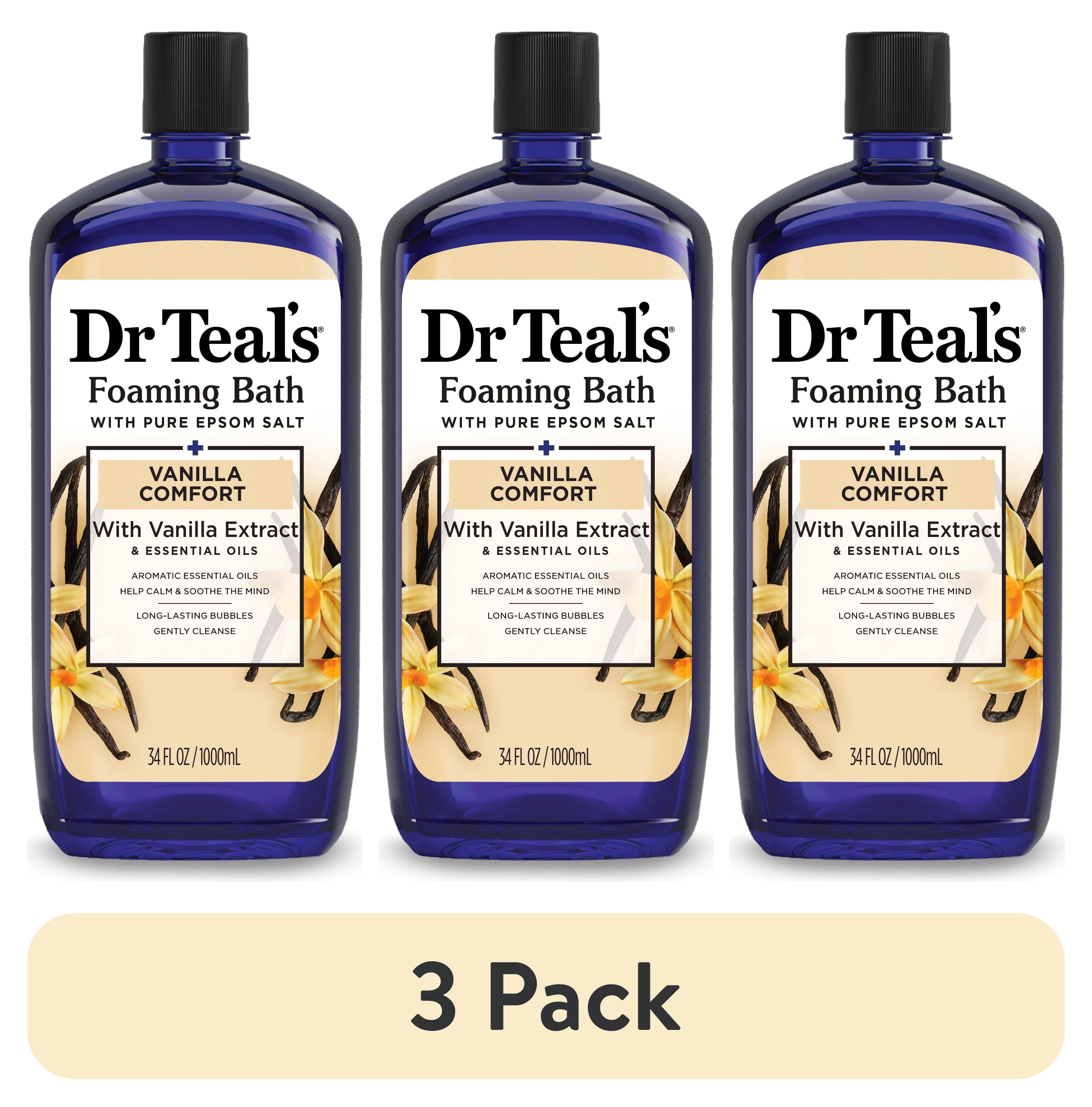 (3 pack) Dr Teal's Vanilla Comfort Foaming Bath with Pure Epsom Salt, Vanilla, Ginger & Cardamom Essential Oils, 34 fl oz