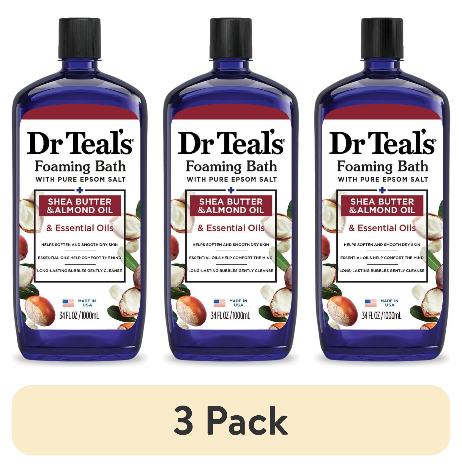 (3 pack) Dr Teal's Foaming Bath with Pure Epsom Salt, Shea Butter & Almond, 34 fl oz