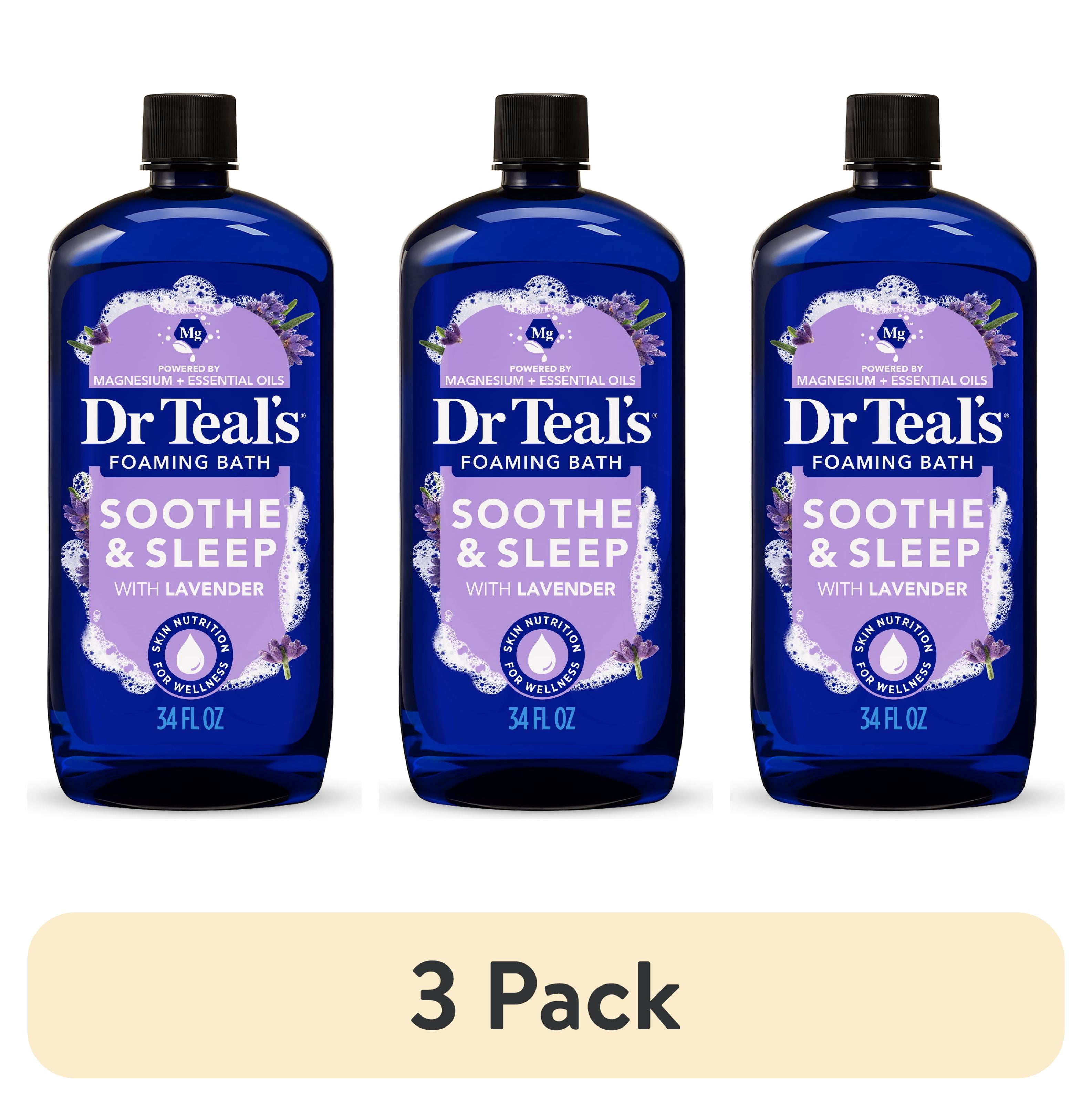 (3 pack) Dr Teal's Soothe & Sleep Foaming Bath with Pure Epsom Salt & Lavender Essential Oil, 34 fl oz