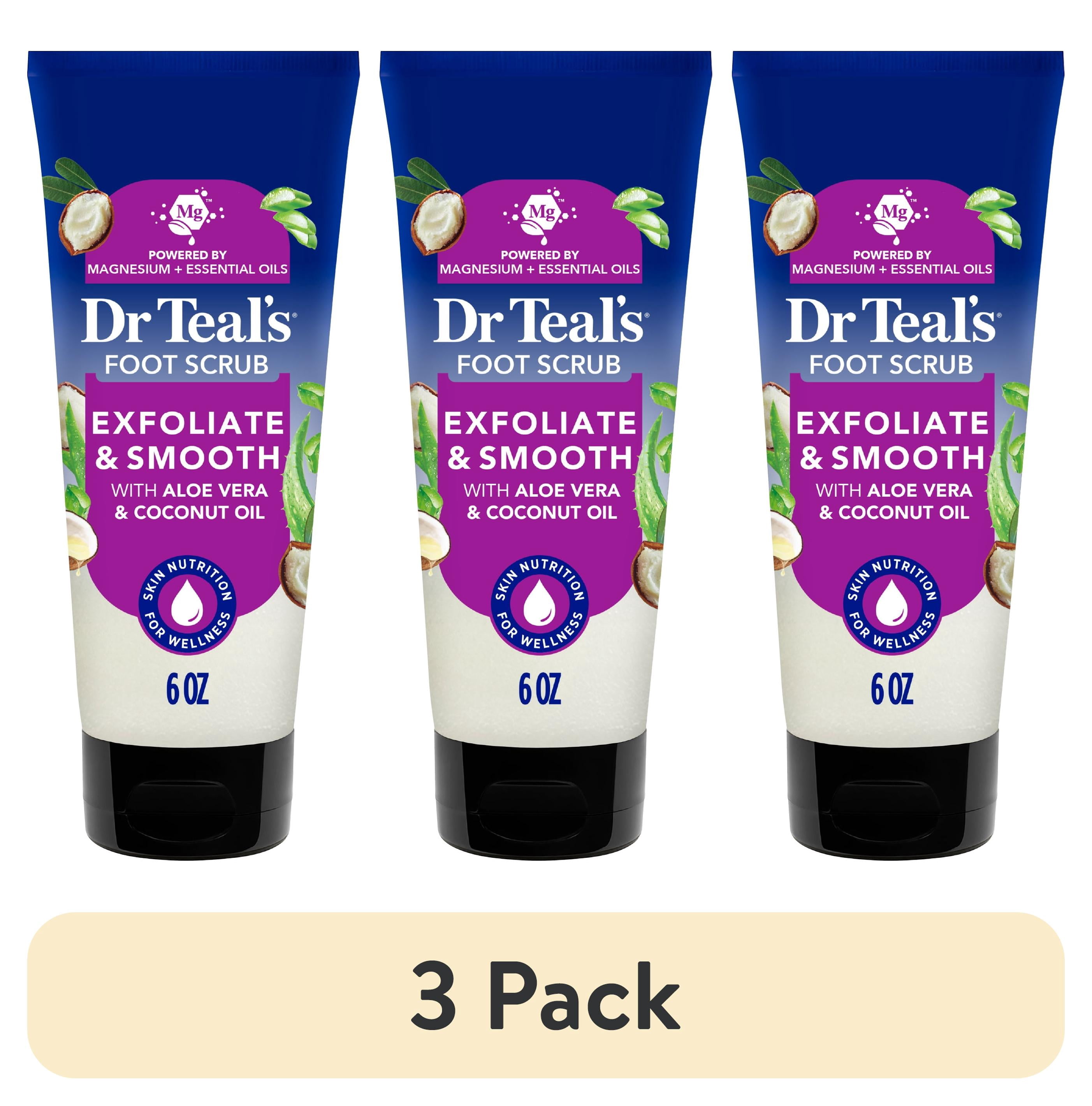 (3 pack) Dr Teal's Softening Foot Scrub with Pure Epsom Salt, Aloe & Coconut Oil, 6 oz