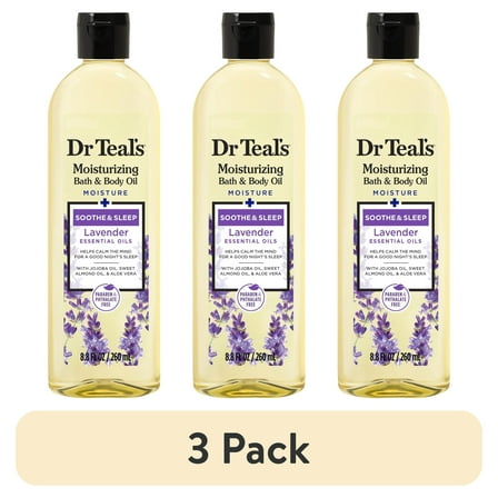 (3 pack) Dr Teal's Soothe & Sleep with Lavender Body and Bath Oil, 8.8 fl oz