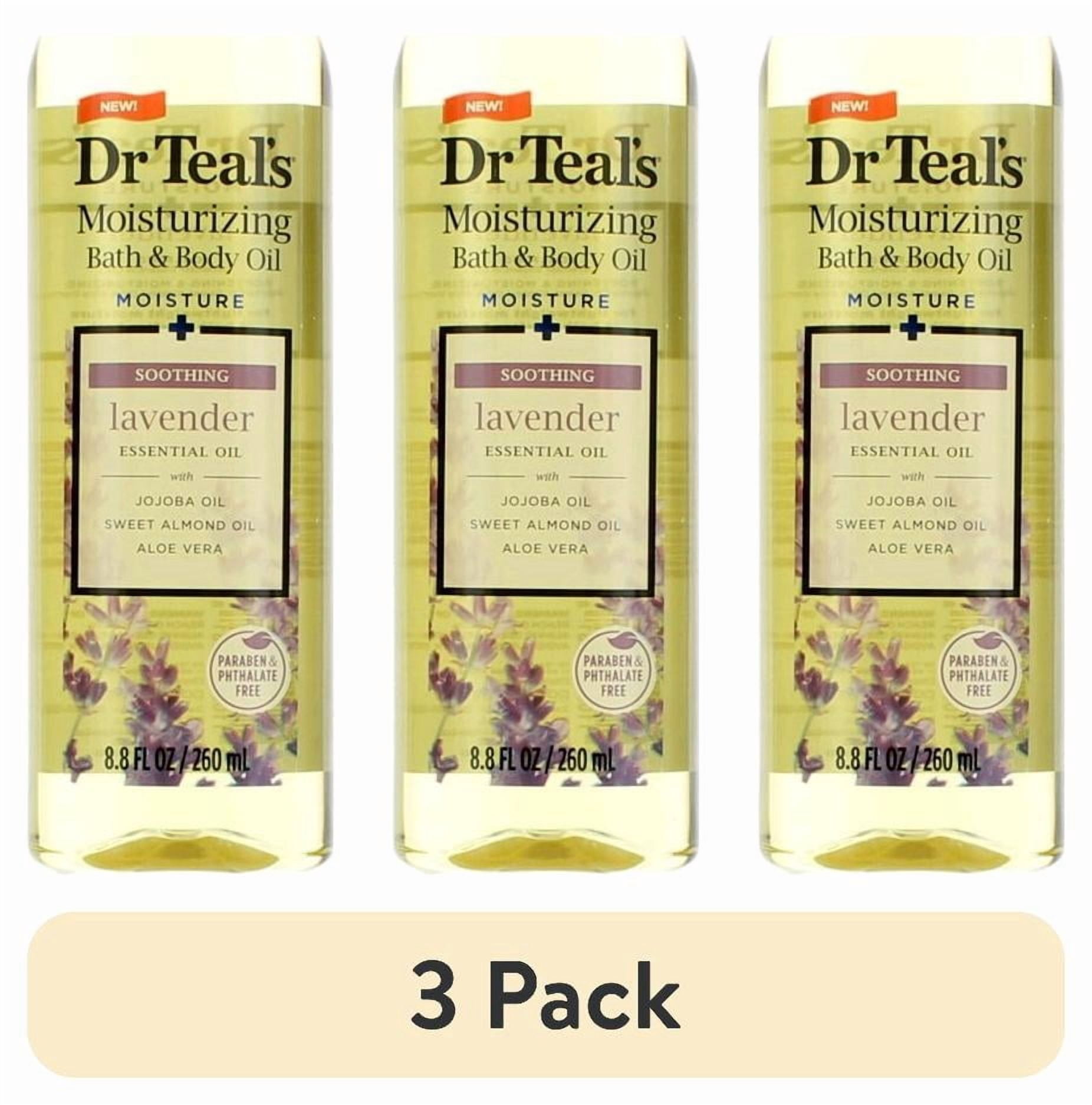 (3 pack) Dr Teal's Moisturizing Bath and Body Oil, Soothe & Sleep with Lavender Essential Oil, 8.8 fl oz