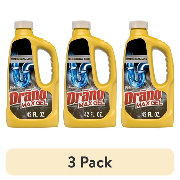(3 pack) Drano Max Gel Drain Clog Remover, Commercial Line, 42 fl oz