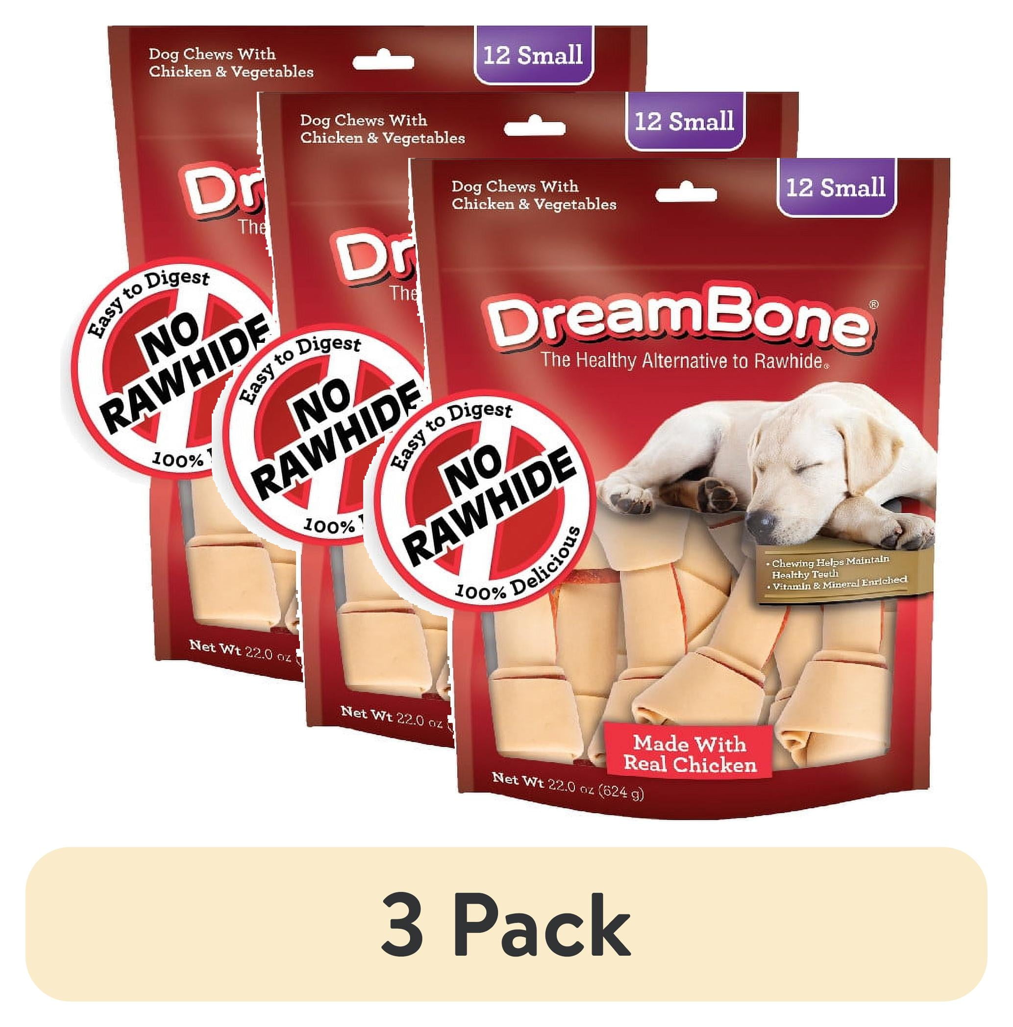 (3 pack) DreamBone Small Chews with Real Chicken, Rawhide-Free Chews for Dogs, 12 Count