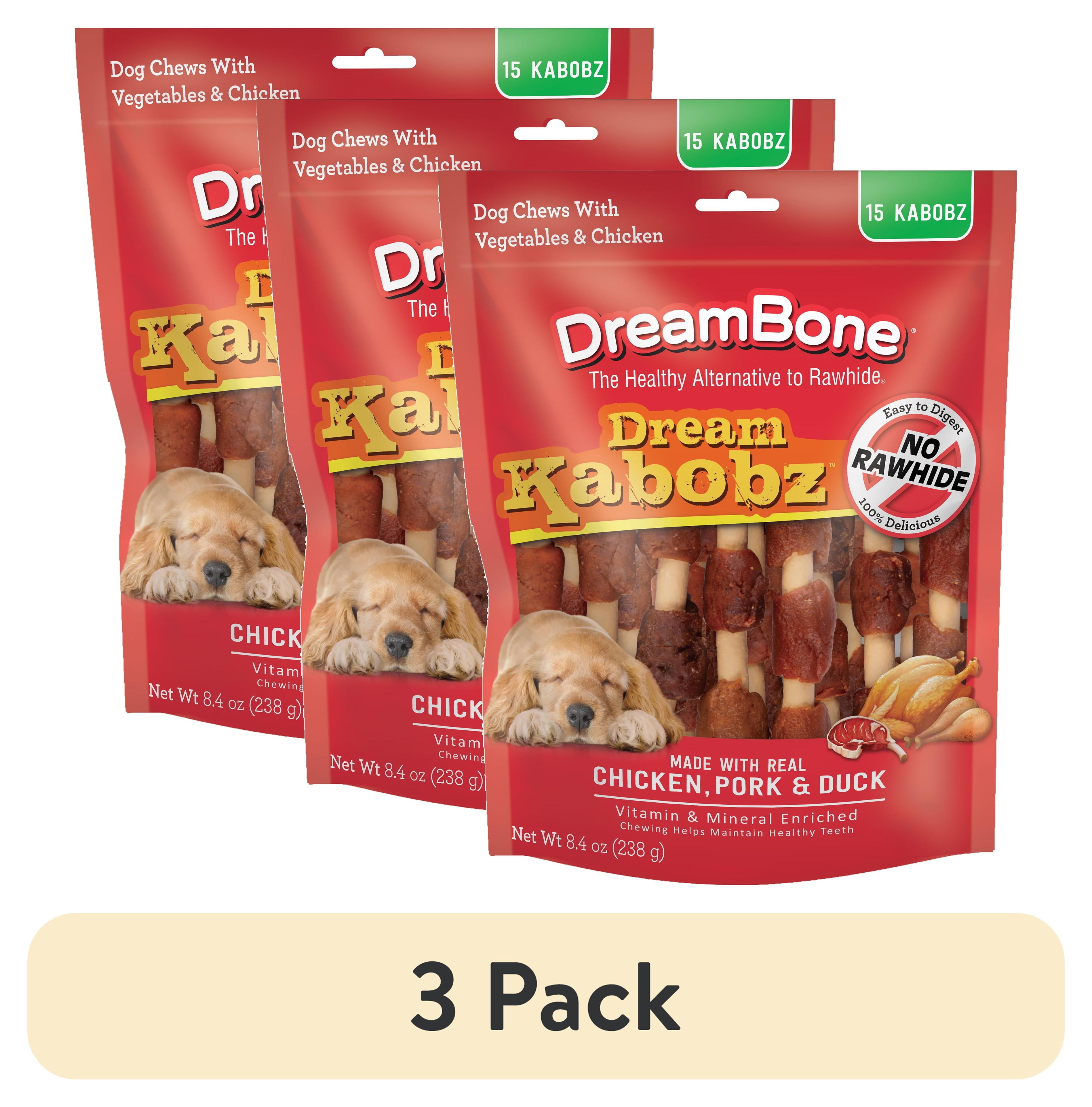 (3 pack) DreamBone Dream Kabobz Rawhide-Free Chews for Dogs, Made with Real Chicken, Pork and Duck, 15 Count