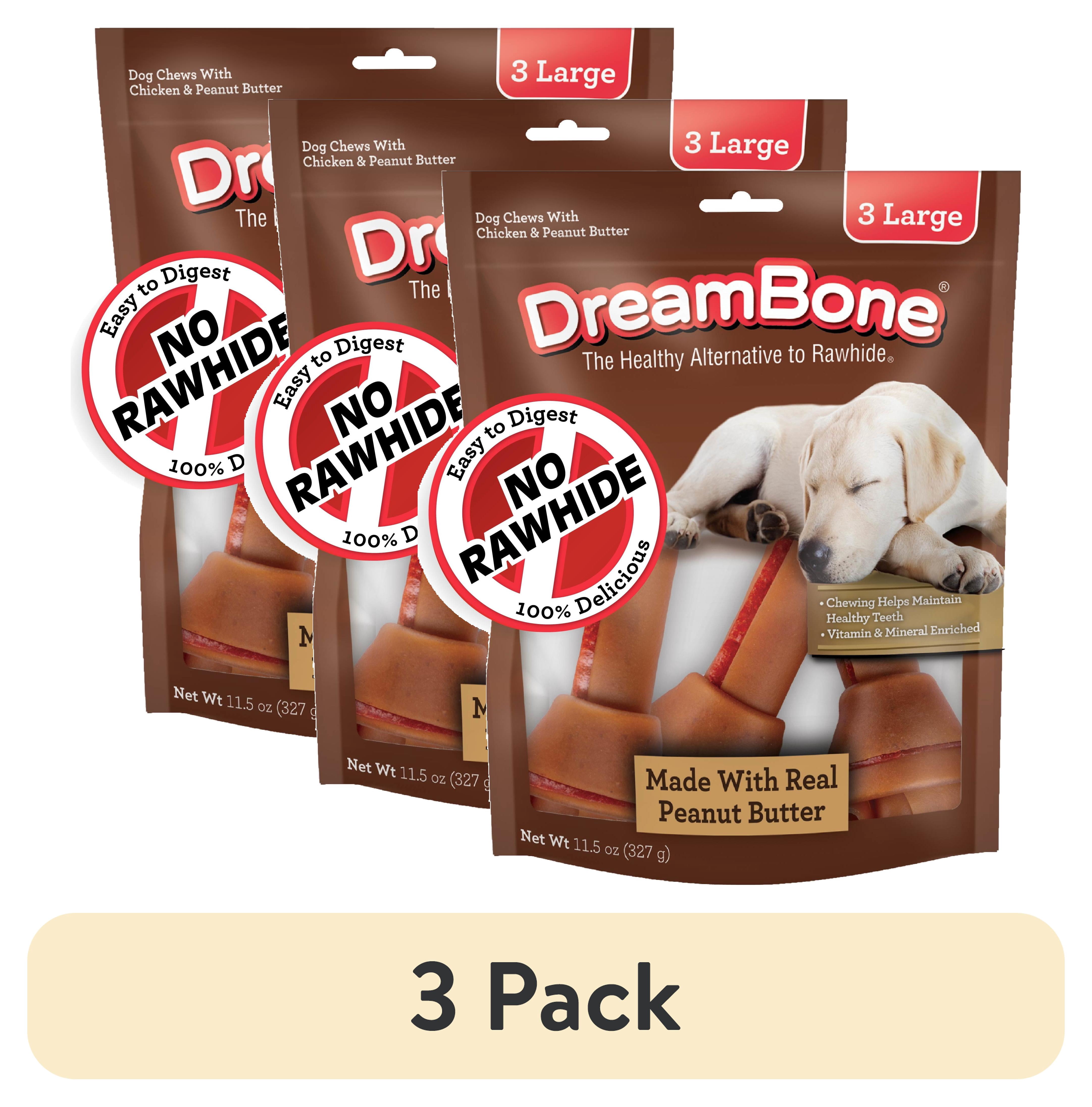 (3 pack) DreamBone Peanut Butter Flavored Rawhide-Free Dog Chews, Large, 12 Oz. (3 Count)