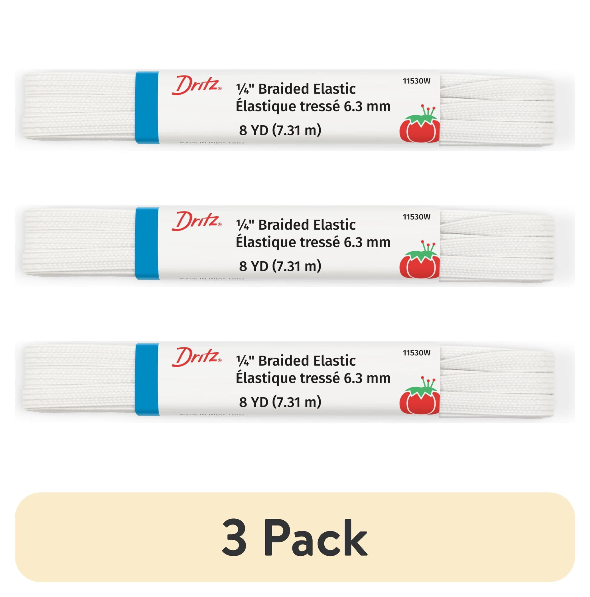 (3 pack) Dritz 1/4" Sewing & Crafting Braided Elastic White 8 Yards