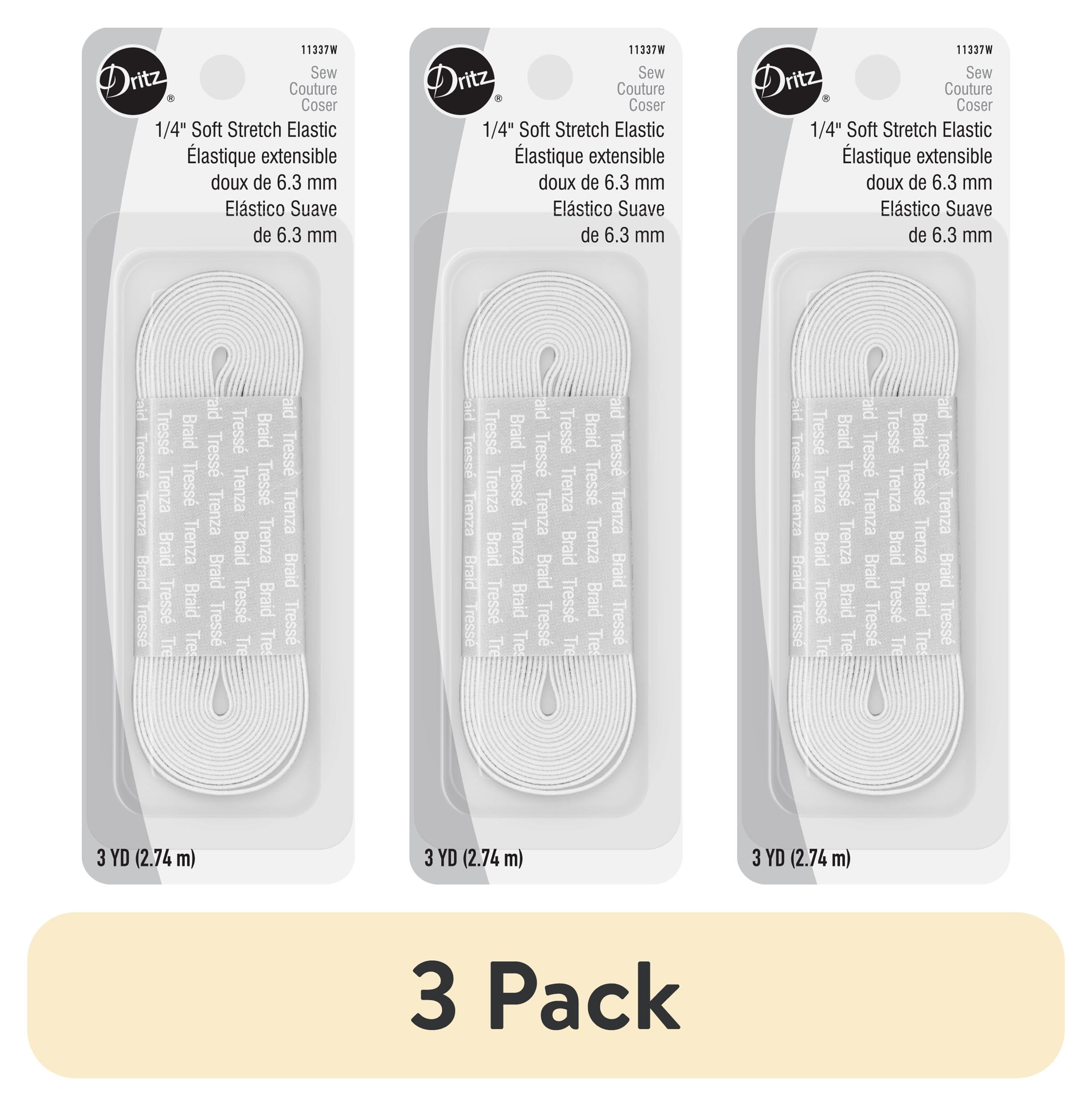 (3 pack) Dritz 1/4" Sewing & Crafting Soft Stretch Elastic White 3 Yards