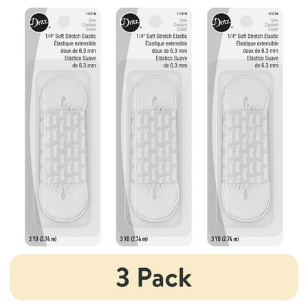 (3 pack) Dritz 1/4" Sewing & Crafting Soft Stretch Elastic White 3 Yards