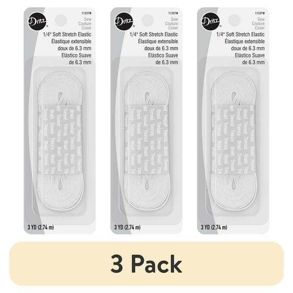 (3 pack) Dritz 1/4" Sewing & Crafting Soft Stretch Elastic White 3 Yards