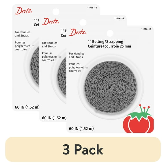 (3 pack) Dritz® Gray Polypro Belting or Strapping Material, 1 inch Wide, 60 inches Long
