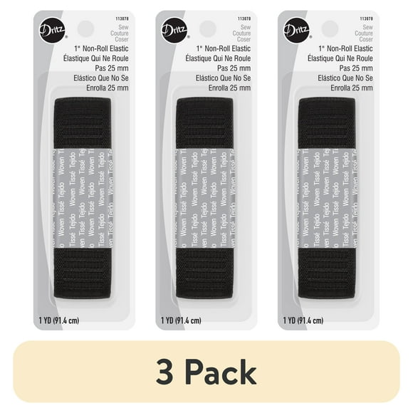 (3 pack) Dritz 1" Sewing & Crafting Non-Roll Elastic Black 1 Yard