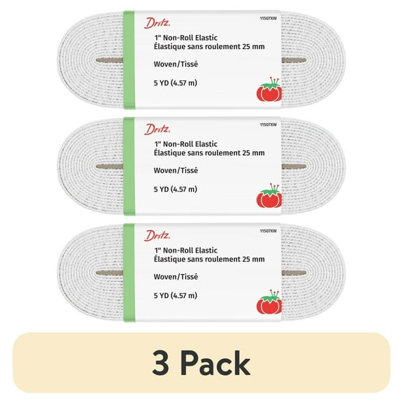 (3 pack) Dritz 1" Sewing & Crafting Non-Roll Elastic White 2.5 Yards