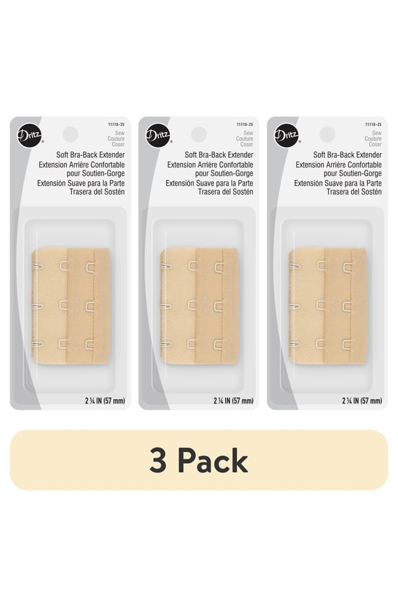 (3 pack) Dritz 2.25" Beige Soft Bra-Back Extender, 1 Each
