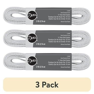 (3 pack) Dritz 3/4" Sewing & Crafting Non-Roll Elastic White 3 Yards