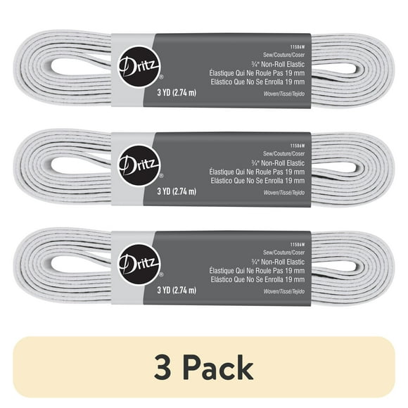 (3 pack) Dritz 3/4" Sewing & Crafting Non-Roll Elastic White 3 Yards
