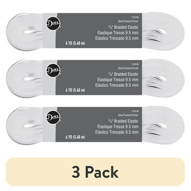 (3 pack) Dritz 3/8" Sewing & Crafting Braided Elastic White 6 Yards
