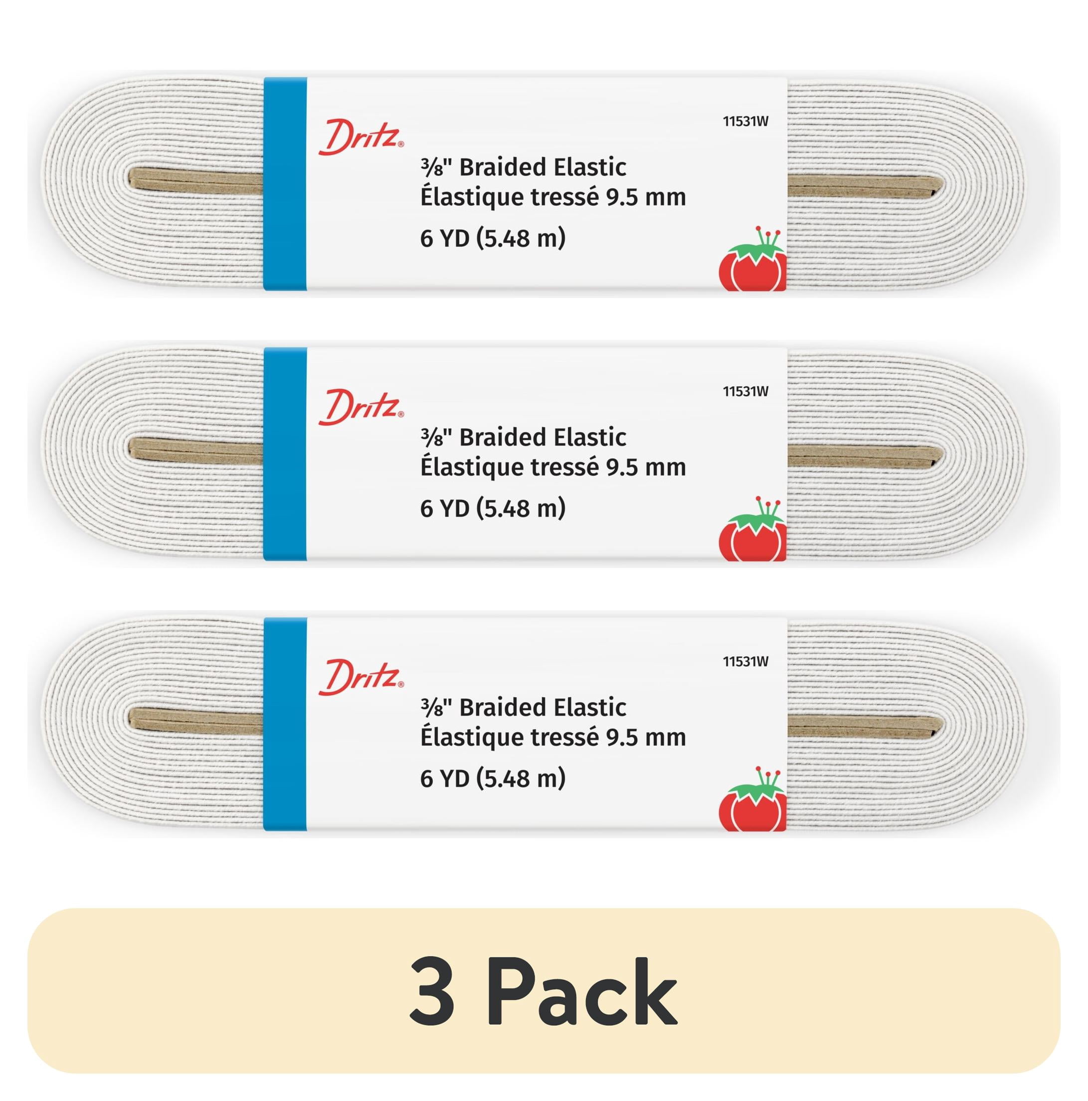 (3 pack) (3 pack) Dritz 3/8" Sewing & Crafting Braided Elastic White 6 Yards