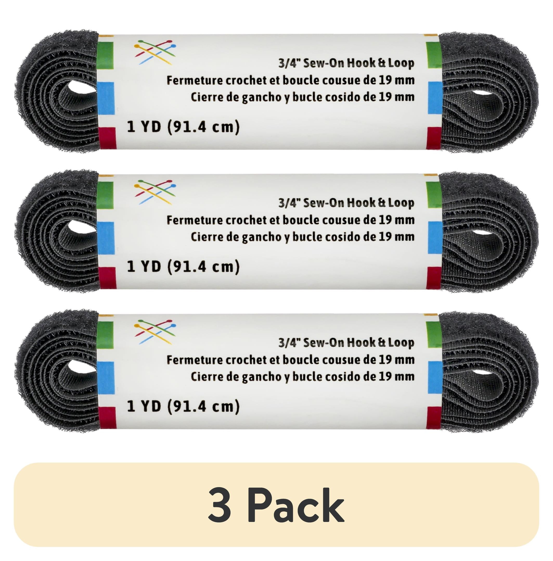 (3 pack) Hook and Loop Tape Sewing Fastener Sew Down Black 36 Inches