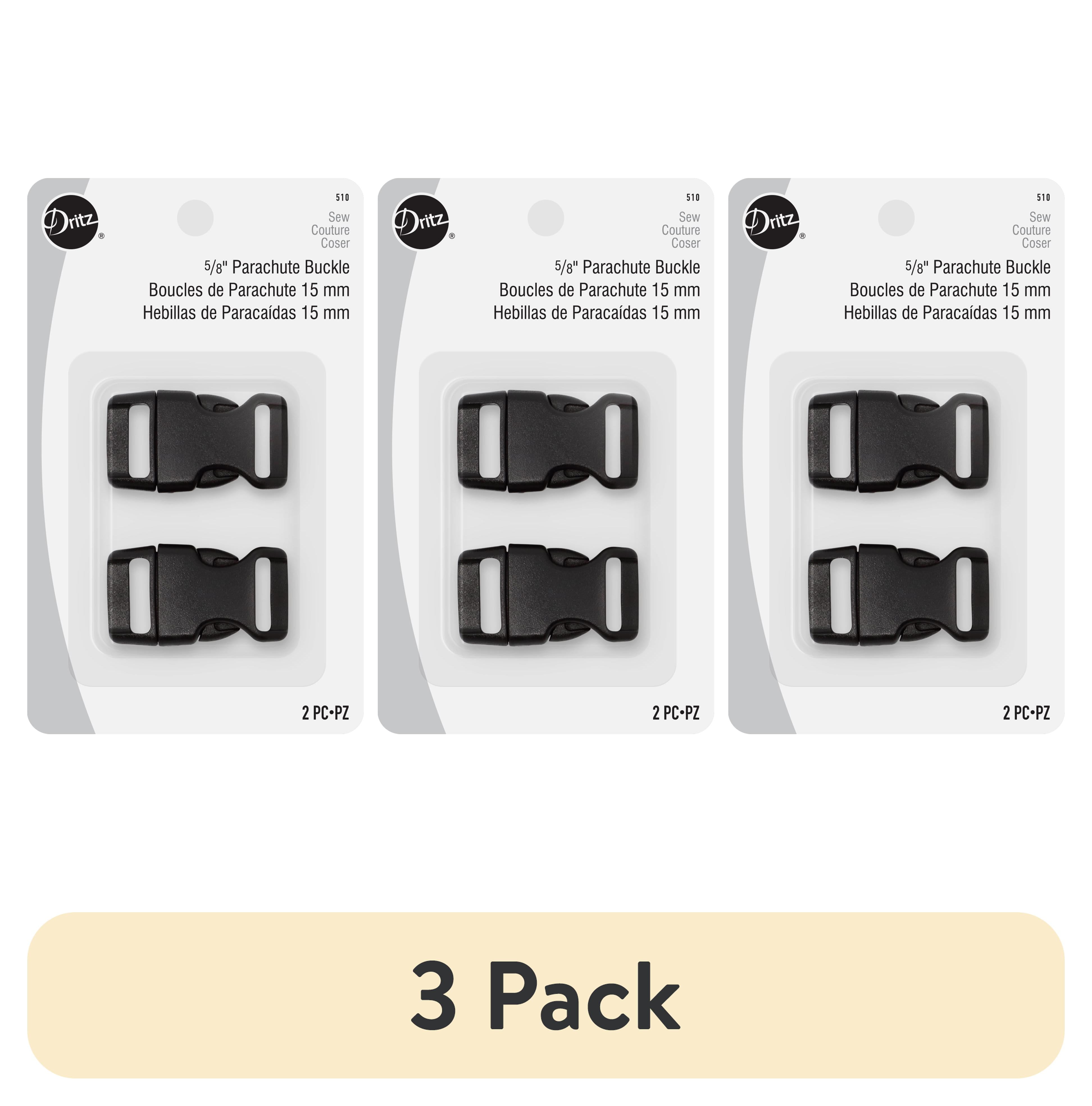 (3 pack) Dritz 5/8" Black Parachute Buckles for crafting or replacement, 2 Count