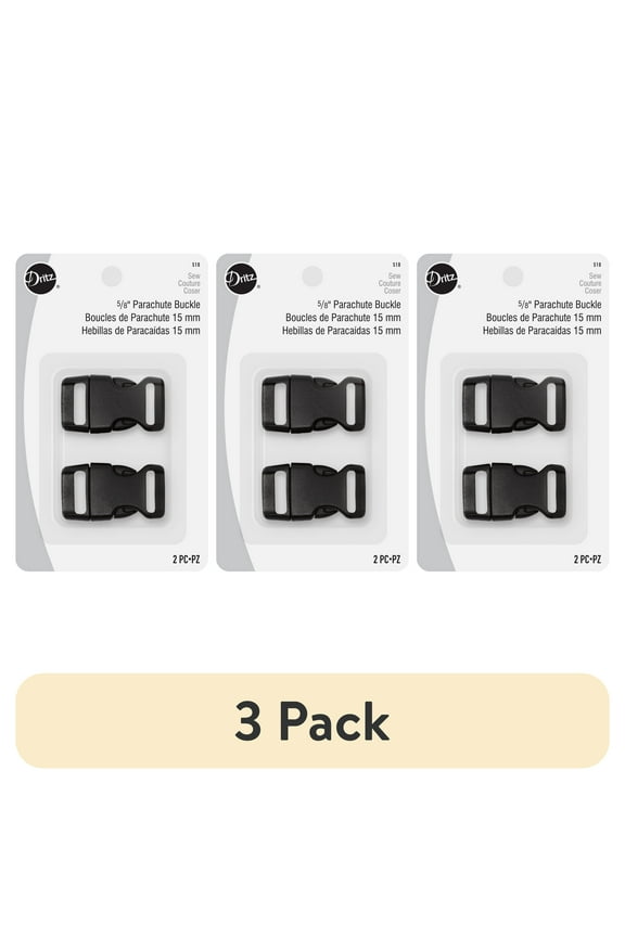 (3 pack) Dritz 5/8" Black Parachute Buckles for crafting or replacement, 2 Count
