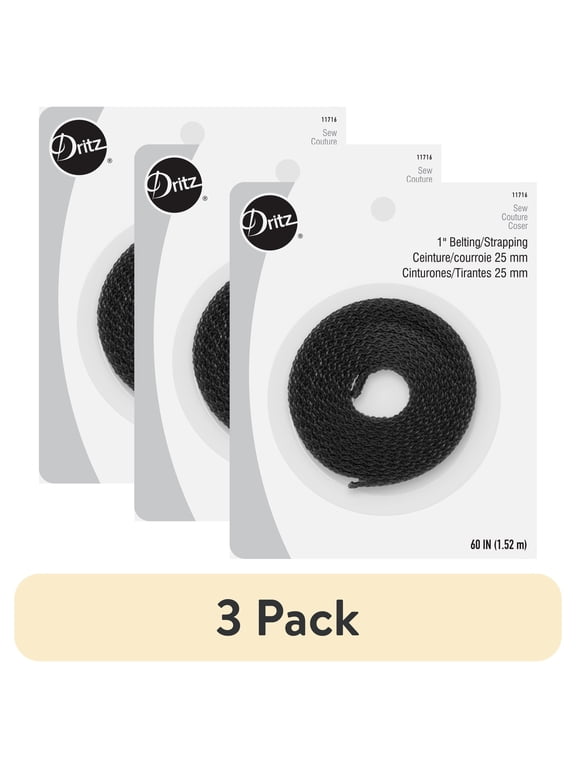 (3 pack) Dritz Polypro Black Strap Belting, 60"