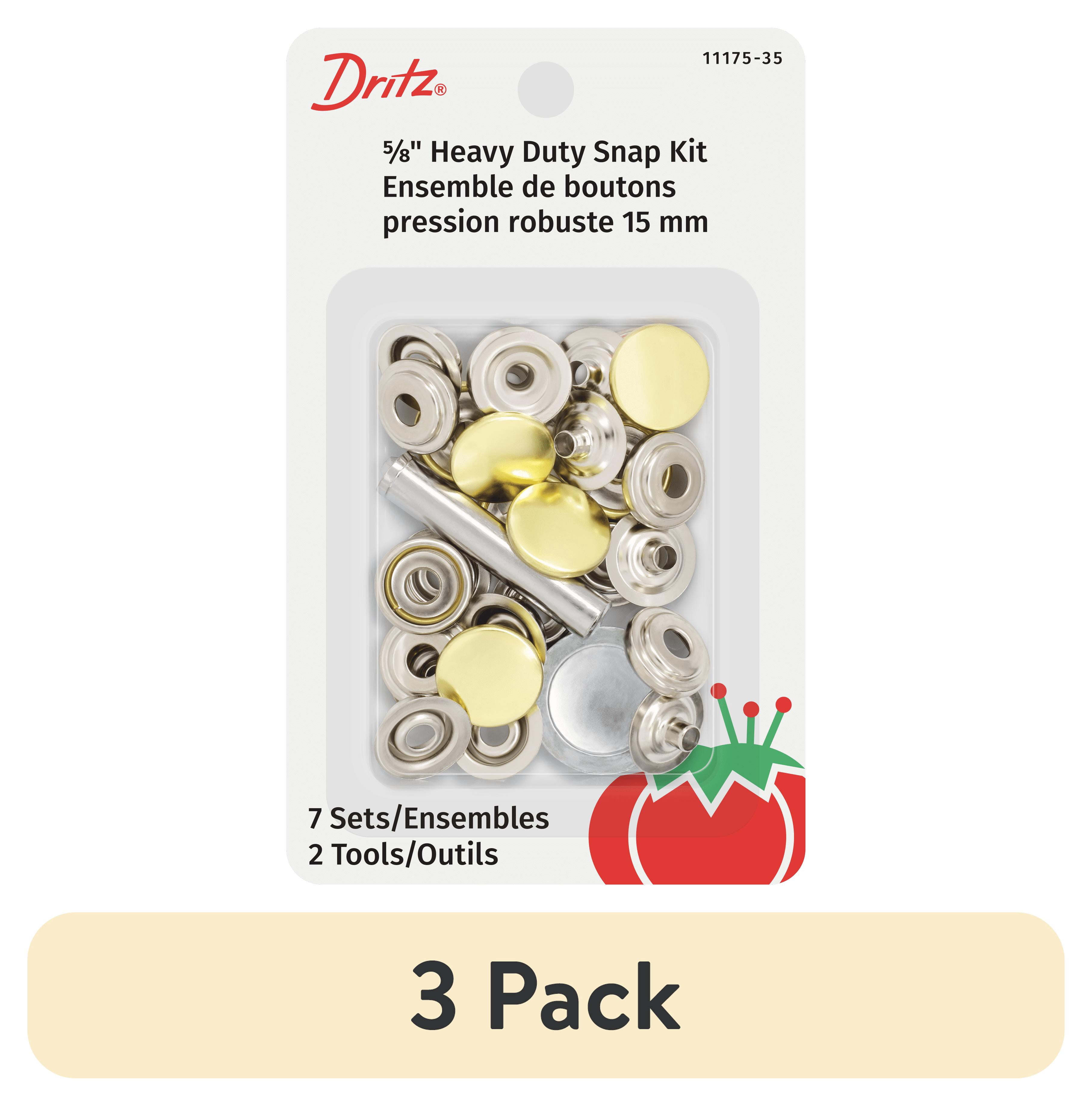 (3 pack) Dritz Heavy Duty Snap Kit, 7 Count, Gold