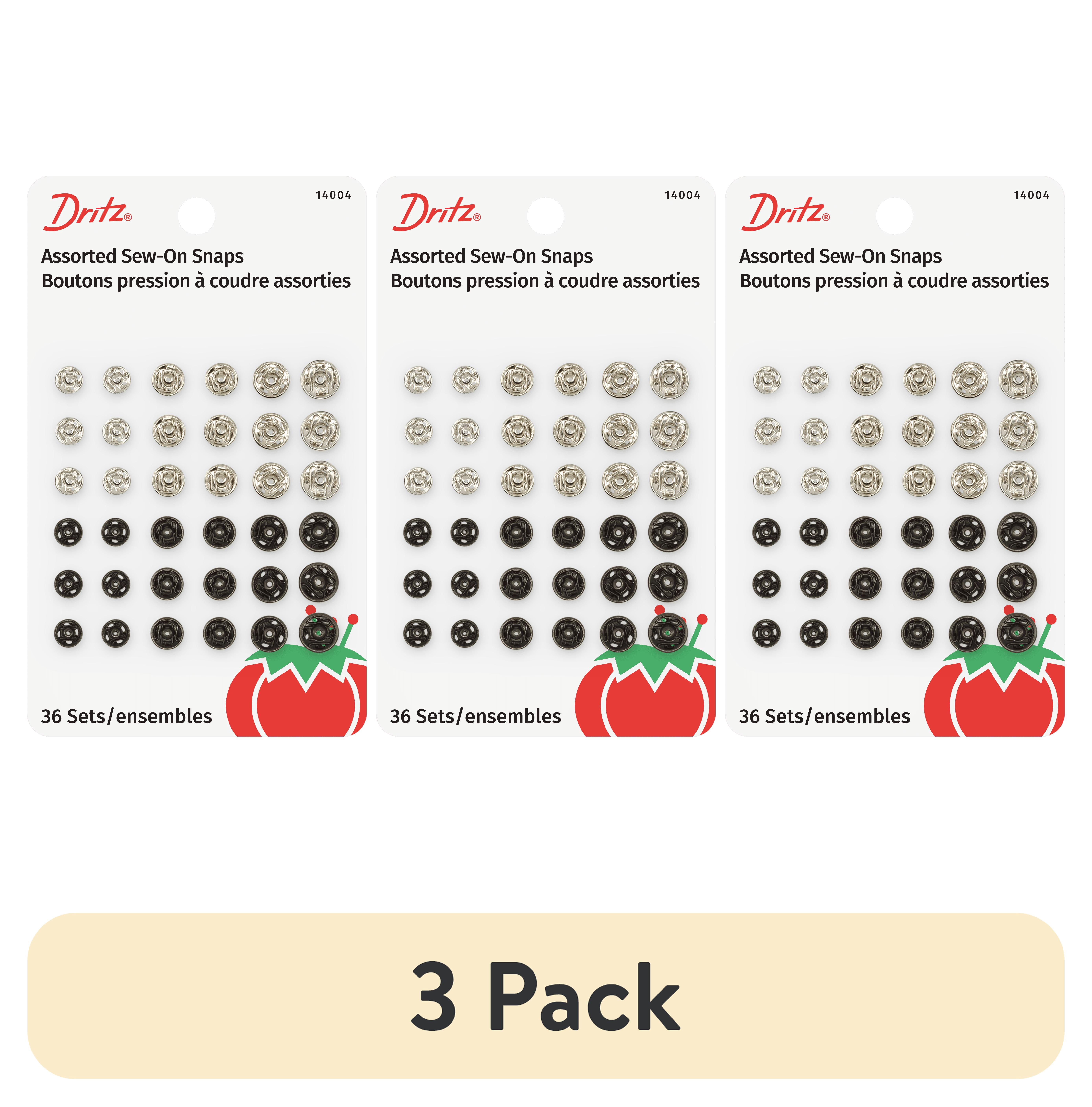 (3 pack) Dritz Sew-On Snaps, 36 Sets, Assorted Sizes