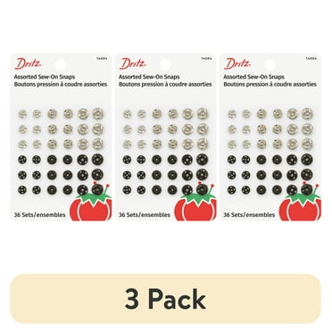 (3 pack) Dritz Sew-On Snaps, 36 Sets, Assorted Sizes