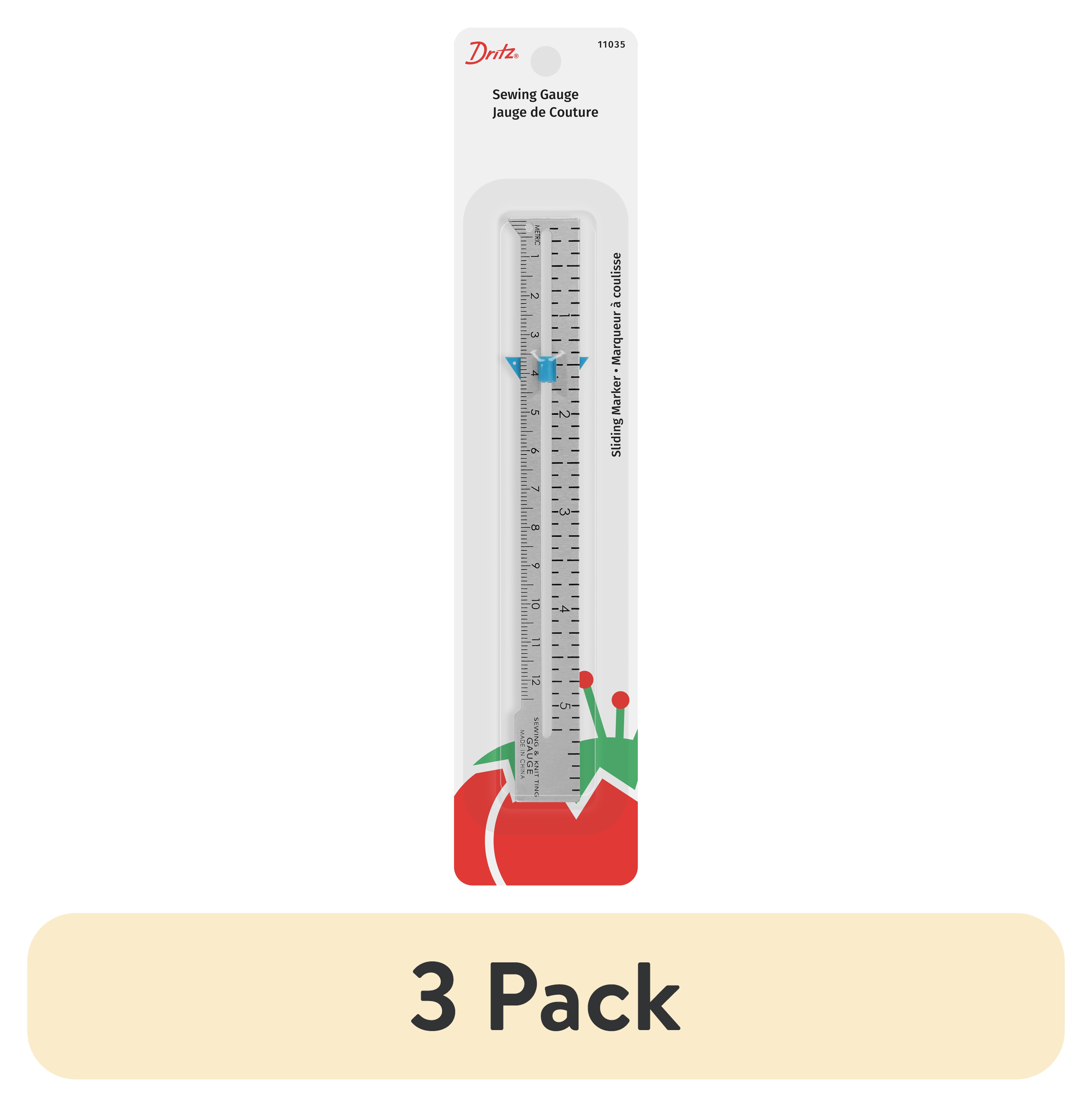 (3 pack) Dritz® 6" Sewing Gauge with Sliding Marker for Measurements