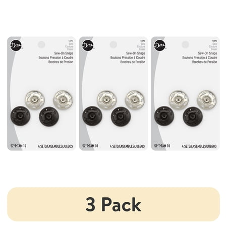 (3 pack) Dritz Size 10 Sew-On Snaps for sewing, clothing repair, and crafting, 4 Count