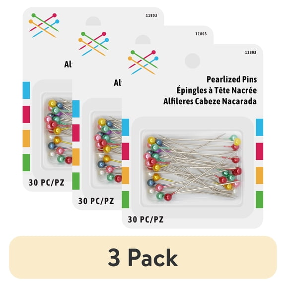 (3 pack) Straight Sewing Pearlized Pins (30 Count)