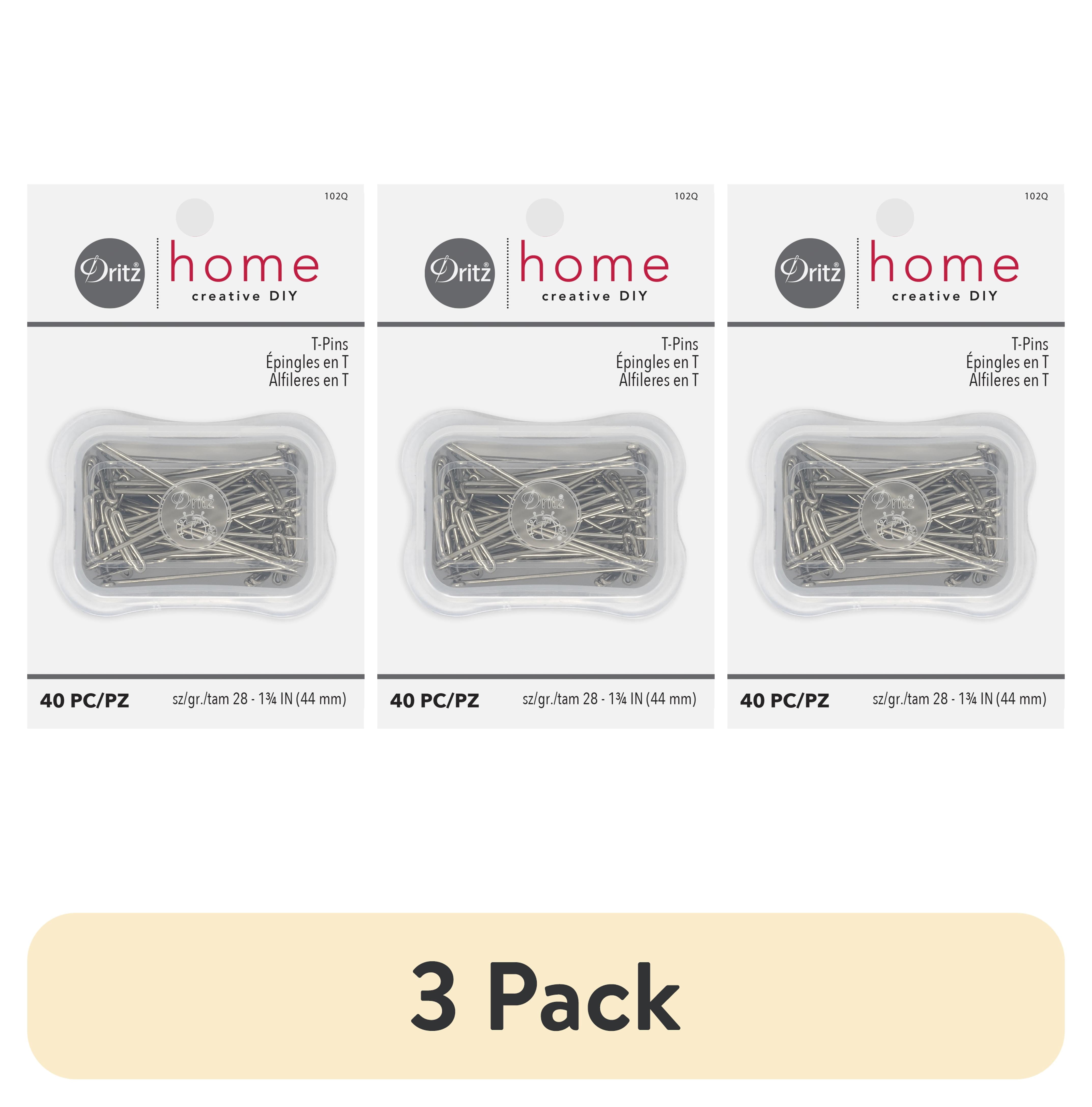 (3 pack) Dritz 1-3/4" T-Pins, 40 Count , Nickel-Plated Steel