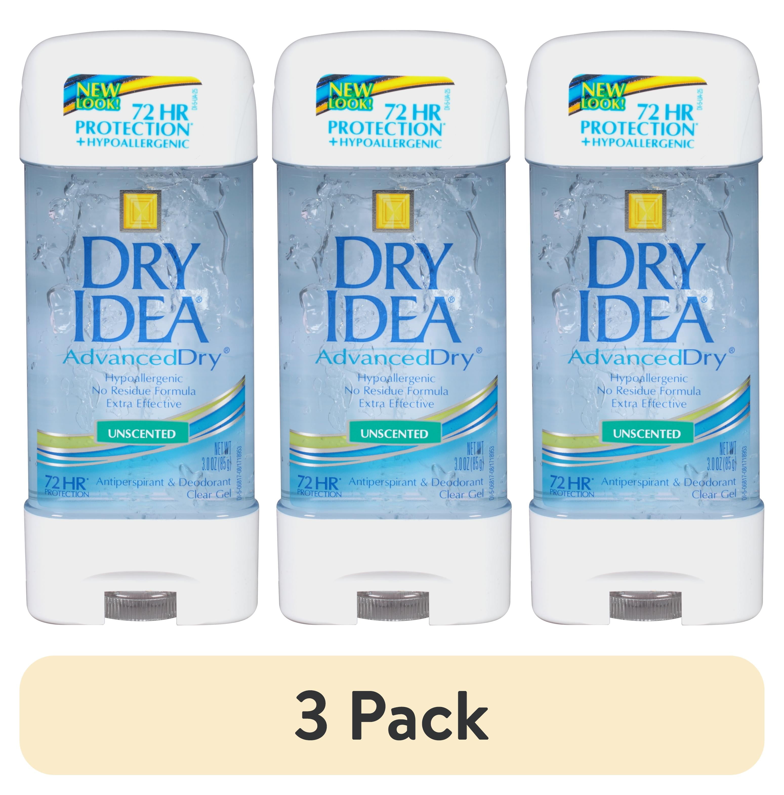 (3 pack) Dry Idea Antiperspirant Deodorant Gel, Unscented, 3 oz