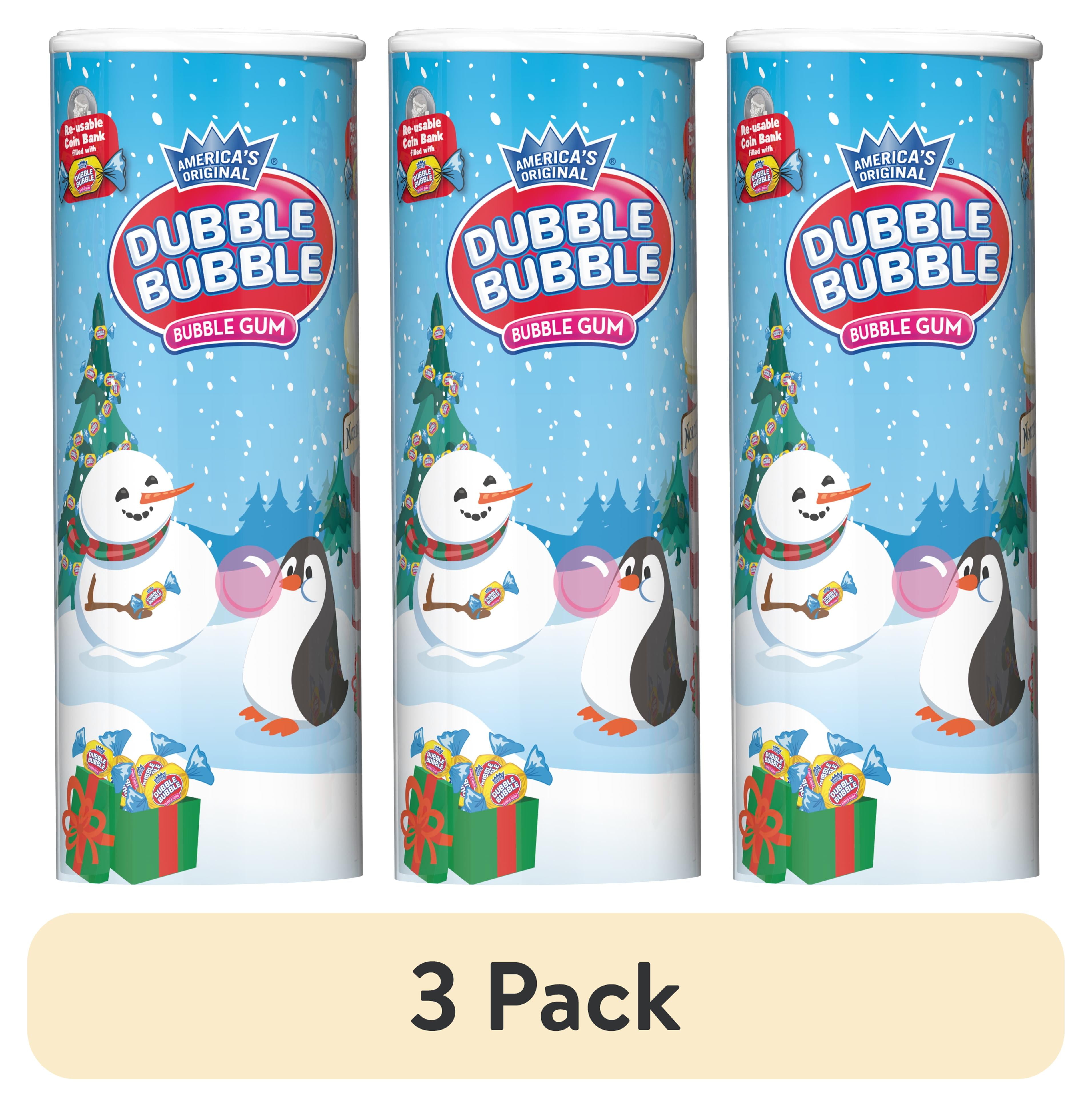 (3 pack) Dubble Bubble Holiday Bank Chewing Gum, Individually Wrapped, 4.66 oz, Gluten Free, Peanut Free