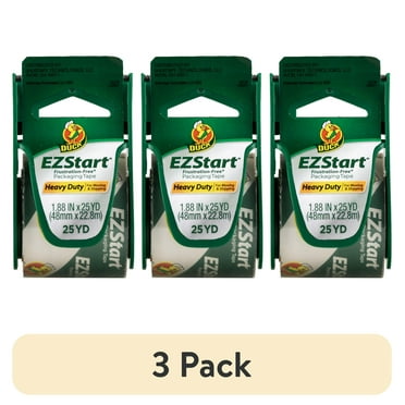 (3 pack) Duck Brand EZ Start Packing Tape with Dispenser, 1.88 in x 25 yd, Clear, 1 Roll