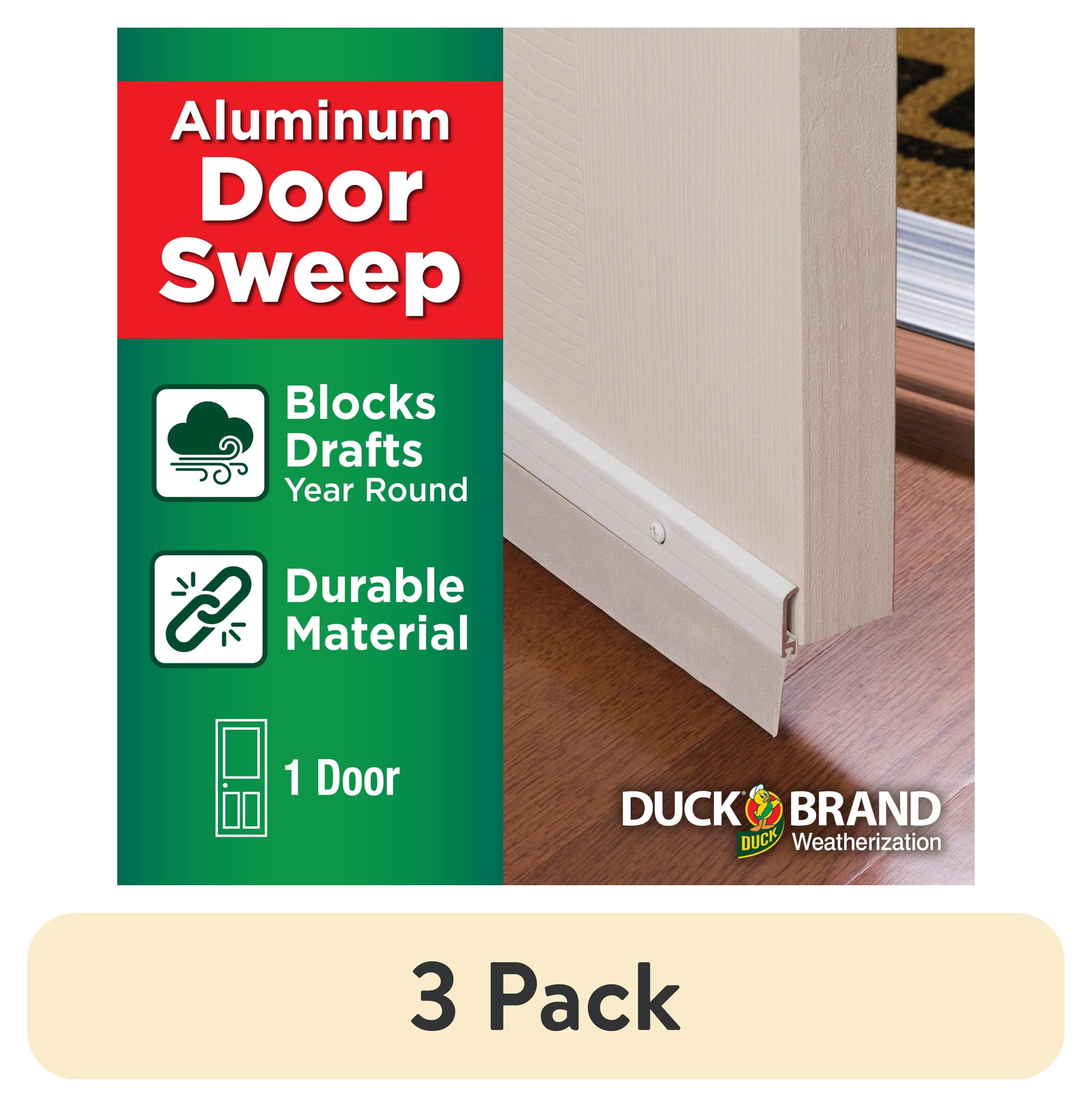 (3 pack) Duckbrand, 1.63 Inches X 36 Inches White Aluminum Standard Door Bottom Seal, Attaches Securly, Blocks Drafts