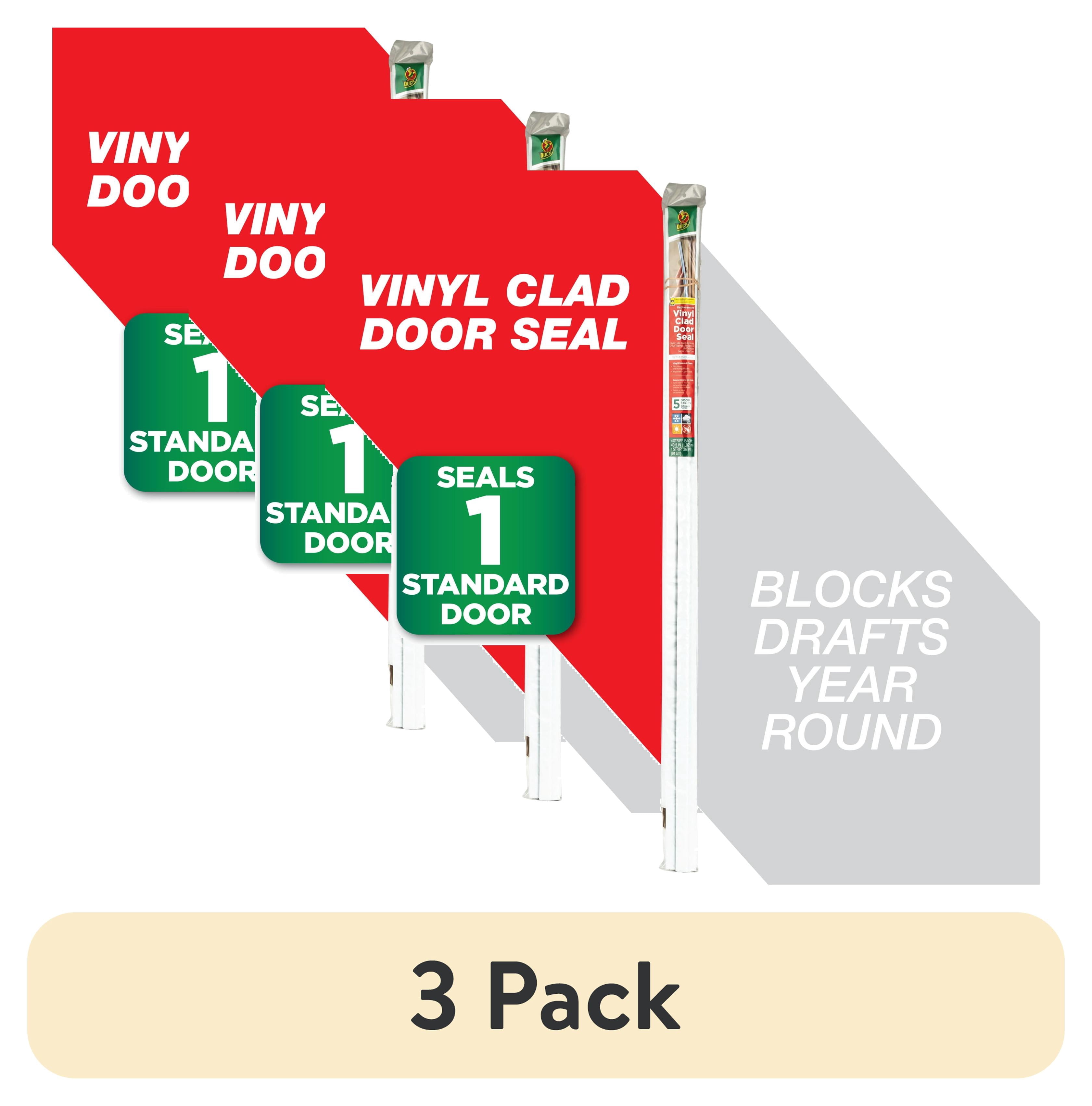 (3 pack) Duck Brand, White Vinyl Clad Door Seal, Four 40.5 Inch And One 36 Inch Strips, Seals 1 Door, Easy Installation