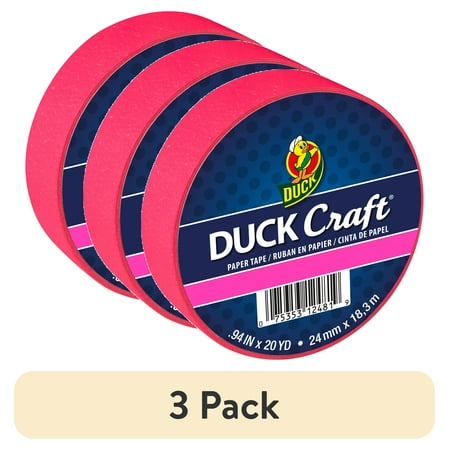 (3 pack) Duck Craft Paper Tapes - Neon Pink, 20 Yards