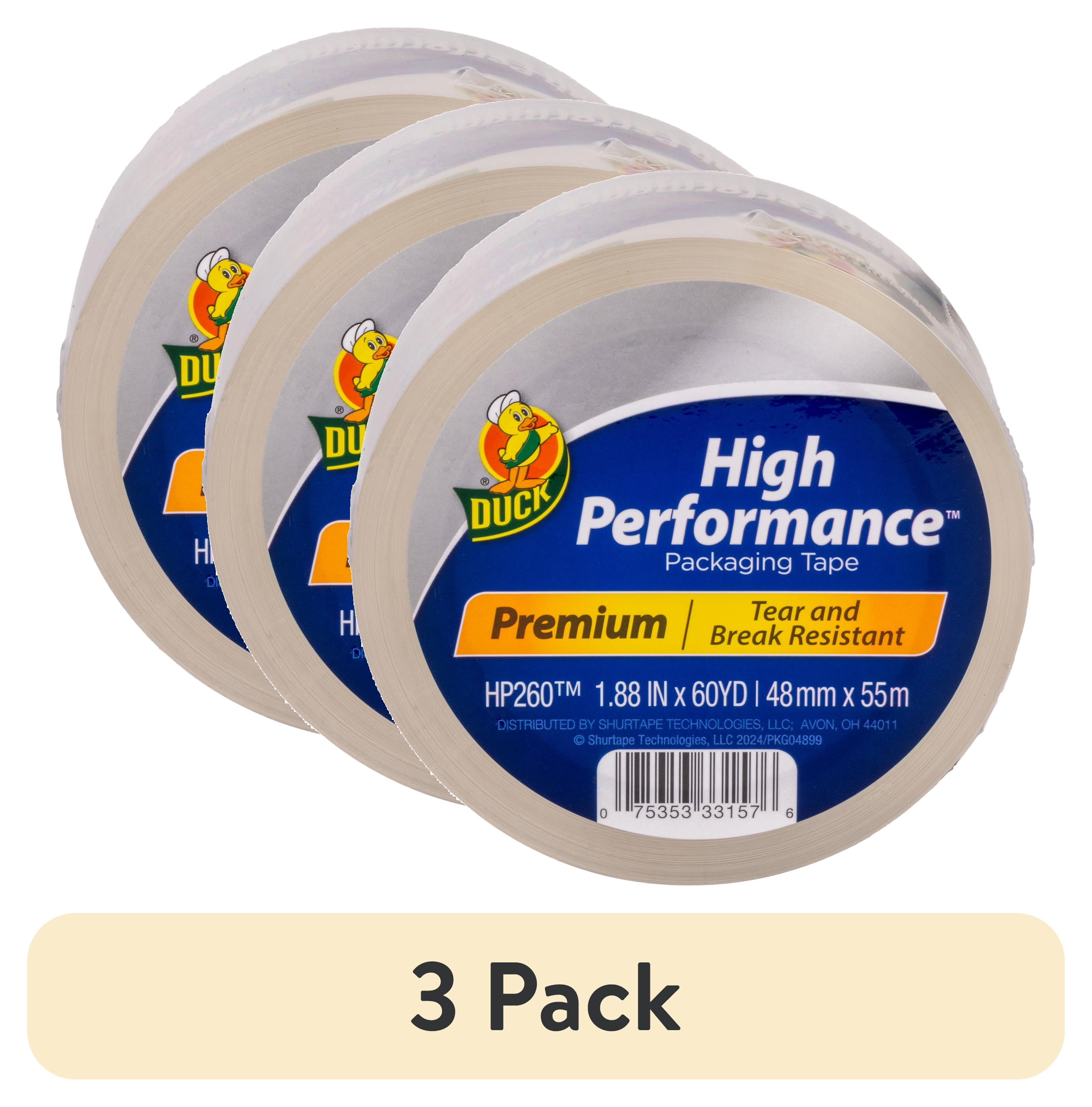 (3 pack) Duck High Performance Packing Tape, 1.88 in x 60 Yard, Clear, 1 Refill Roll