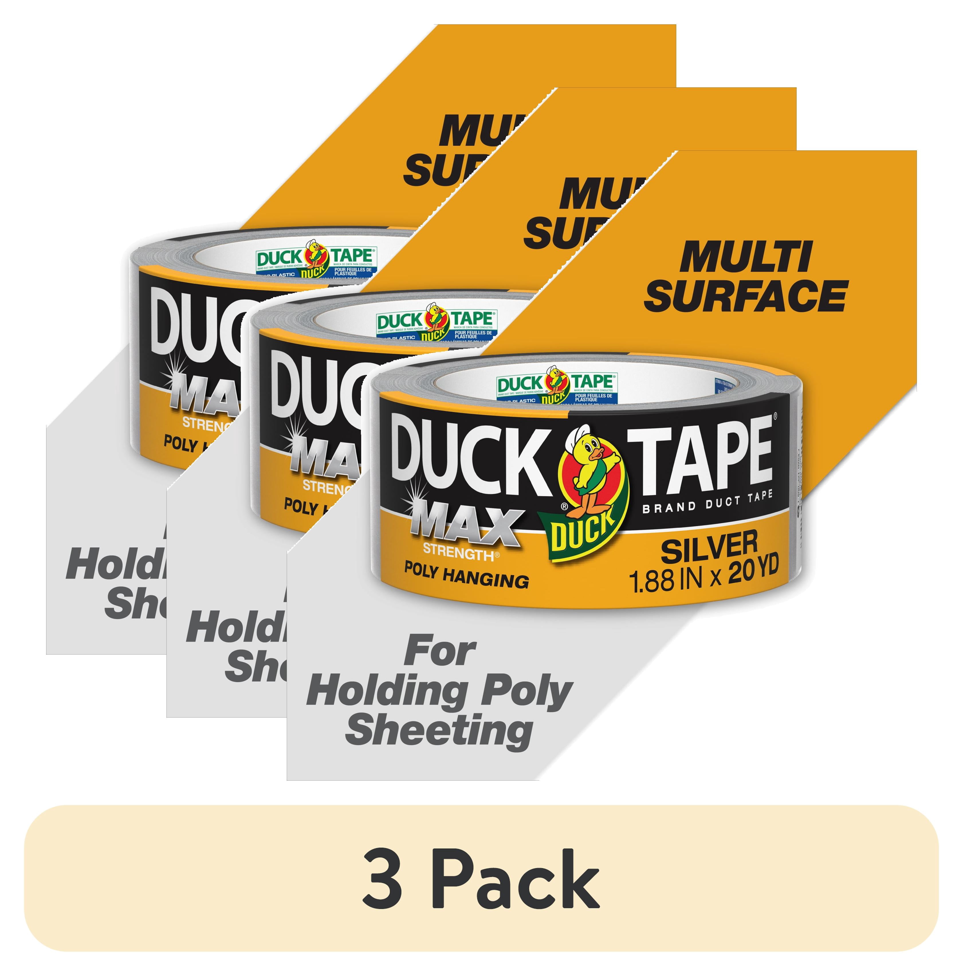 (3 pack) Duck Max Poly Hanging Duct Tape, 1.88 in. x 20 yd., Silver