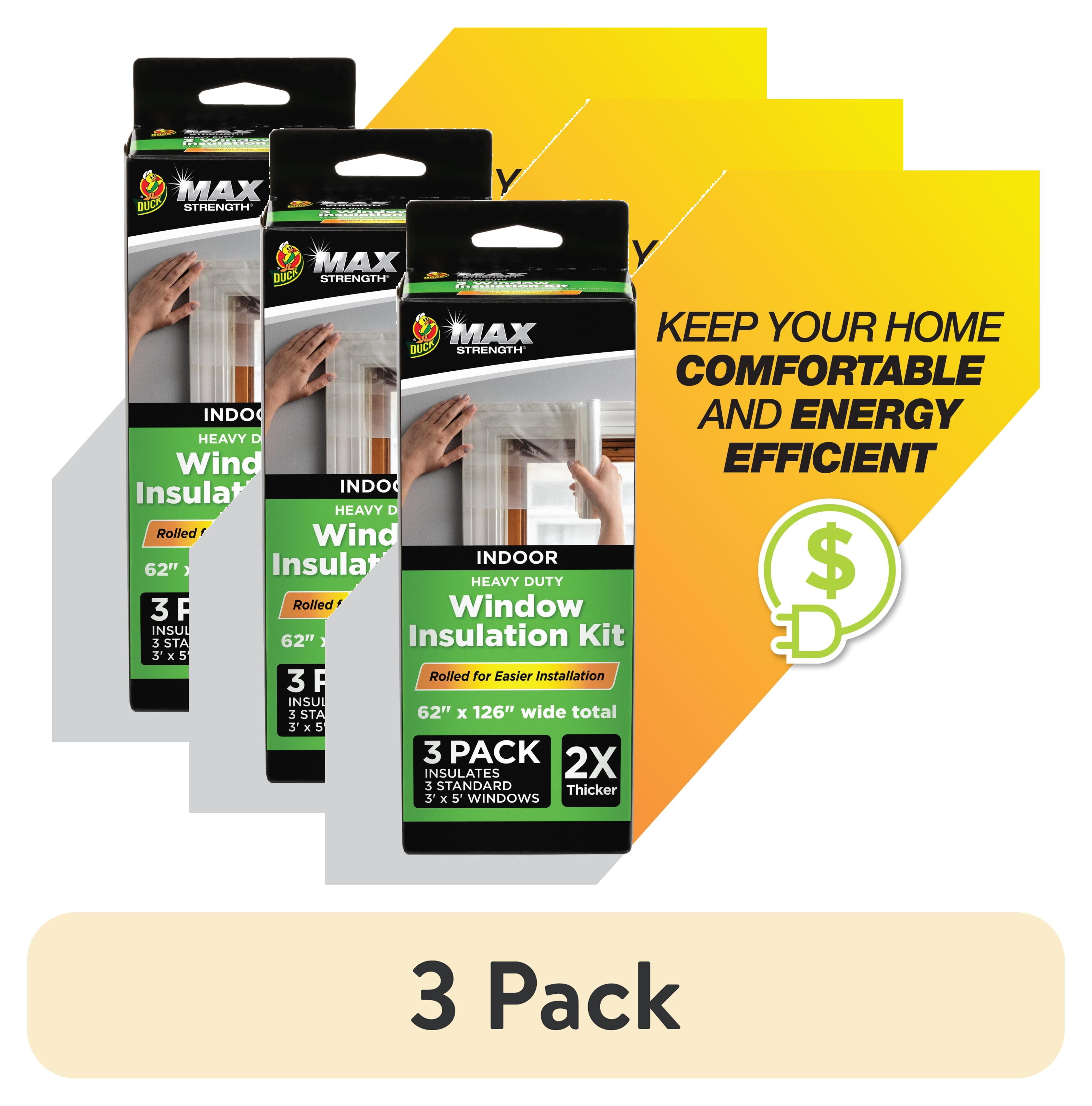 (3 pack) Duck Max Strength 62 in. x 126 in. Rolled Window Insulation Film Kit, Fits up to 3 Windows