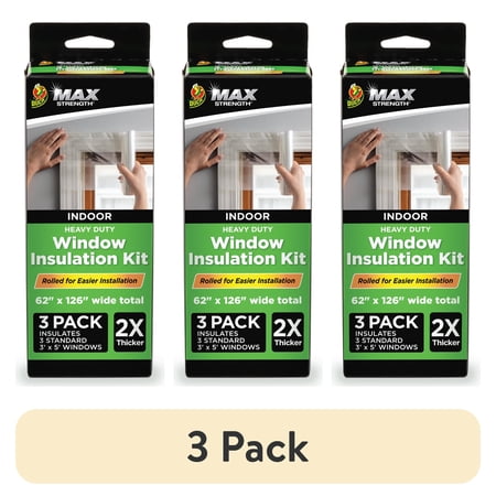 (3 pack) Duck Max Strength 62 in. x 126 in. Rolled Window Insulation Film Kit, Fits up to 3 Windows
