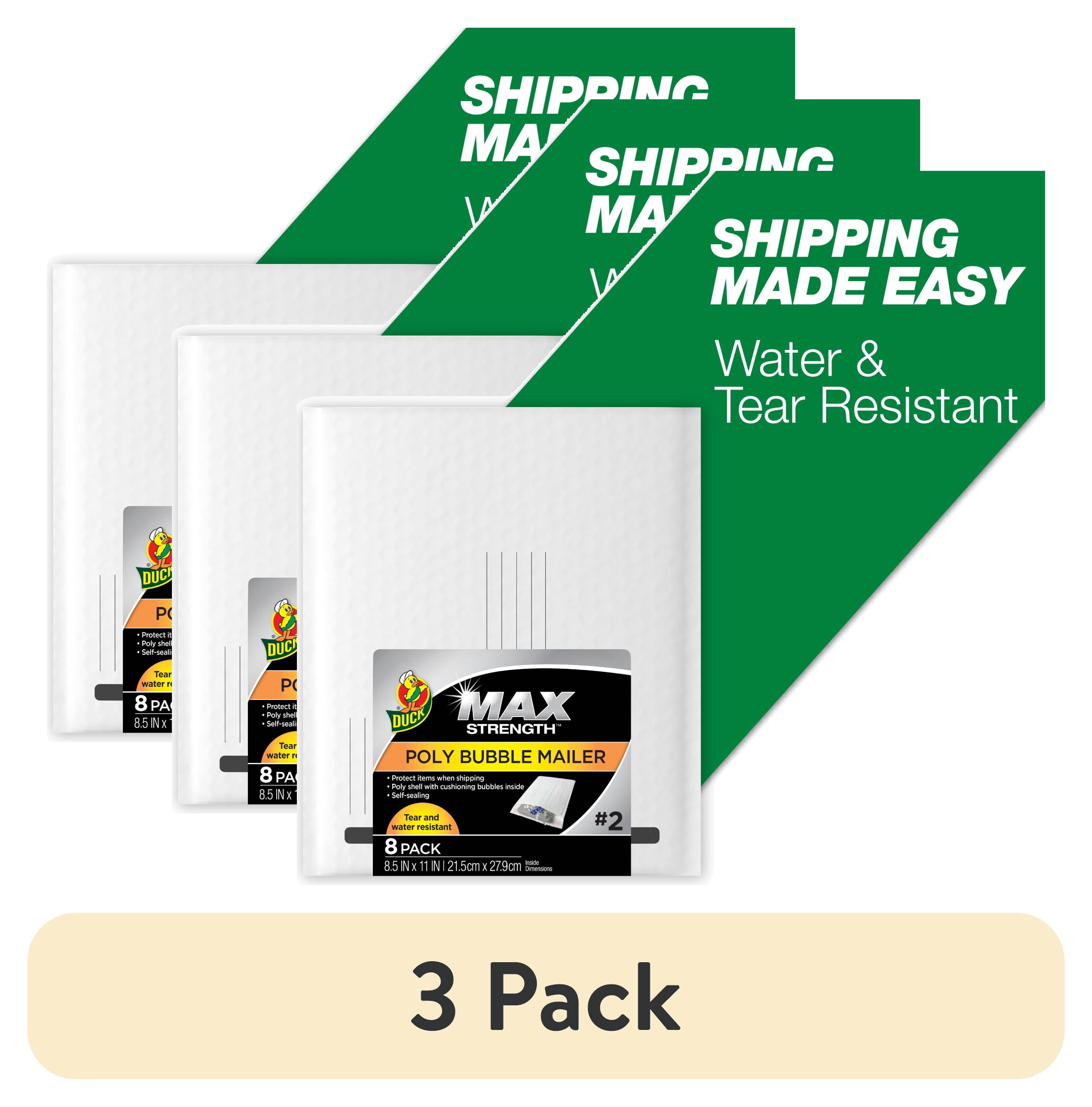 (3 pack) Duck Max Strength Self-Sealing Big Bubble Poly Mailer #2, 8.5" x 11", Solid Print, 8 Pack