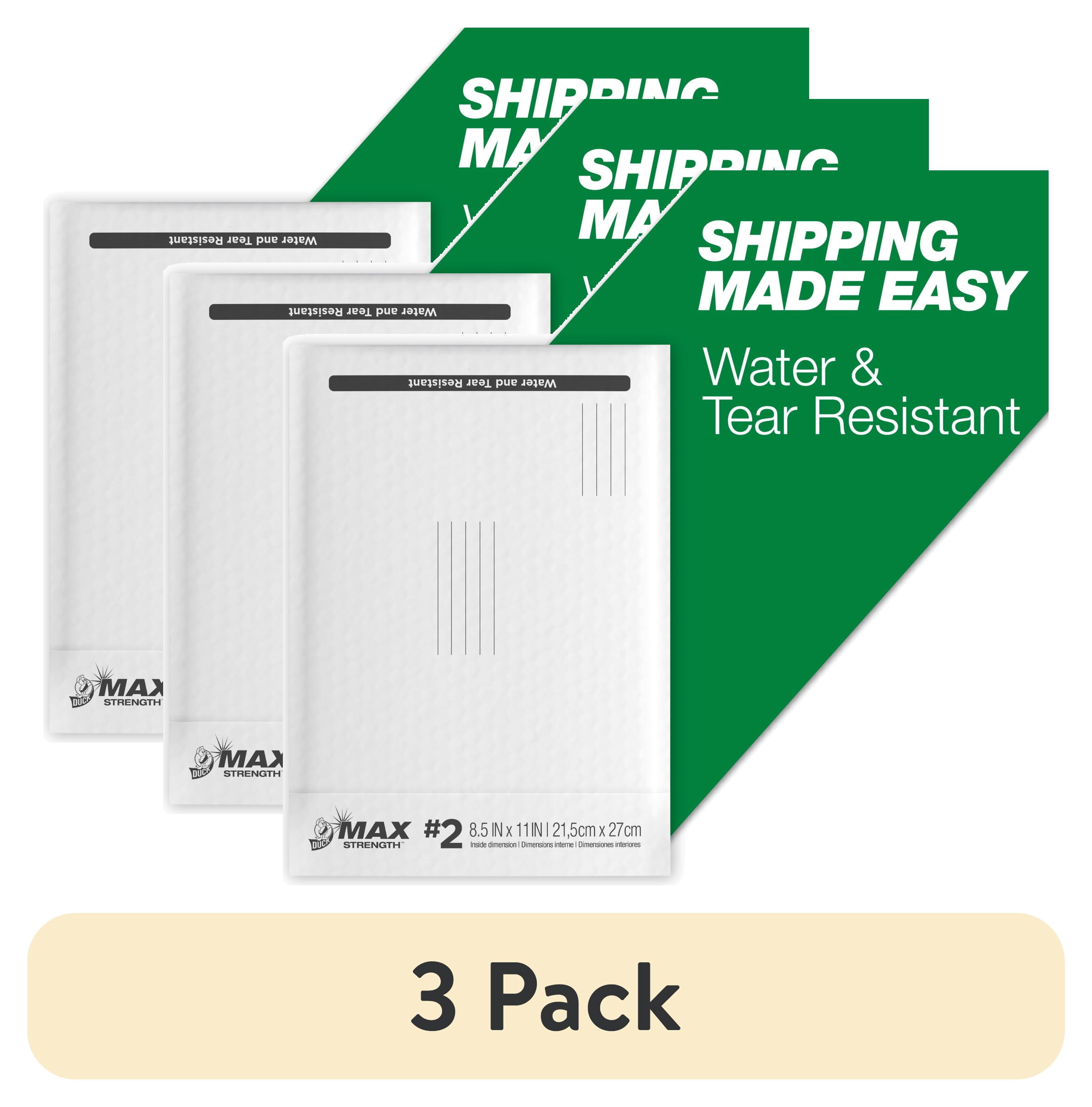 (3 pack) Duck Max Strength Self-Sealing Poly Bubble Mailer #2, 8.5" x 11", Solid White
