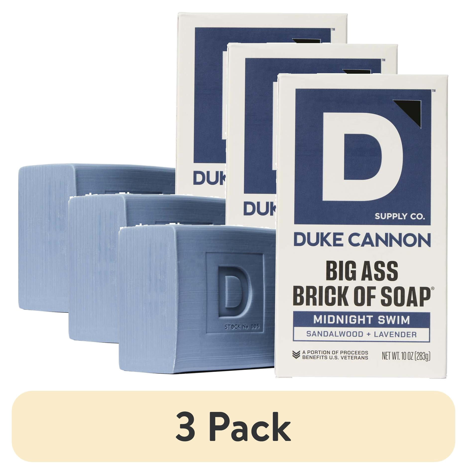 (3 pack) Duke Cannon Big Ass Brick of Soap® for Men, Midnight Swim, 10 oz Bar Soap